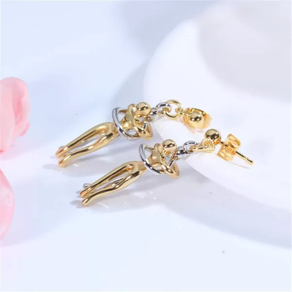 Love Hug Dangle Drop Earrings for Women Girls TwoToned Charms Couple Hug Dangling Ball Bead Stud Statement Earrings Fashion Personalized Jewelry Birthday Valentines Gifts for HerSilver Gold