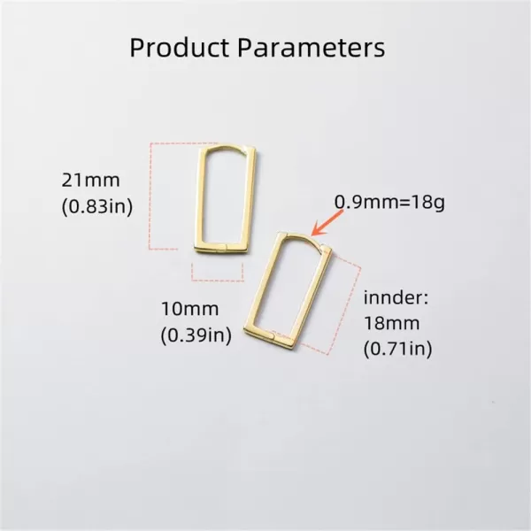 Rectangle Minimalist Sterling Silver Small Hoop Earrings for Women Girls Geometrical Cartilage Dainty Huggie Hoops 20mm 14k Gold PlatedRectangle Minimalist Sterling Silver Small Hoop Earrings for Women Girls Geometrical Cartilage Dainty Huggie Hoops 20mm 14k Gold Plated