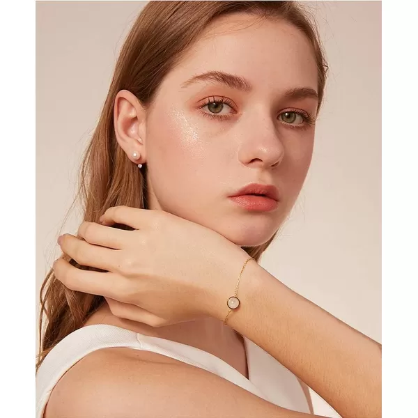 Round CZ Ear Jacket Pearl Ball Stud Earrings for Women Girls Sterling Silver Tiny Small Crystal Drop Imitated White Pearl Front Back Cuff Studs Tragus Post Pin Minimalist Cute JewelryGold