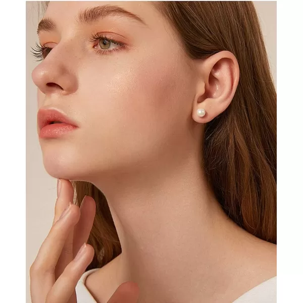 Round CZ Ear Jacket Pearl Ball Stud Earrings for Women Girls Sterling Silver Tiny Small Crystal Drop Imitated White Pearl Front Back Cuff Studs Tragus Post Pin Minimalist Cute JewelrySilver