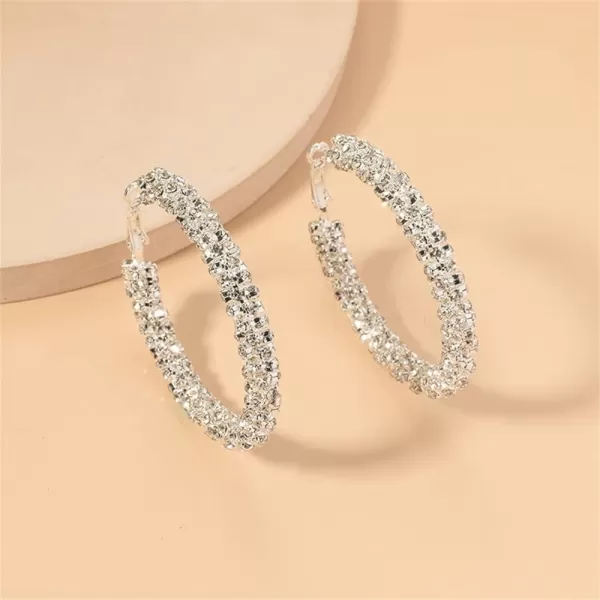 Shiny Big Hoop Earrings for Women Girls Boho Rhinestone Wrapped Hoops Dangle Huggie Earring Lightweight Comfortable Sparkle Wedding Christmas Birthday Jewelry Gifts 50mmClear CZ