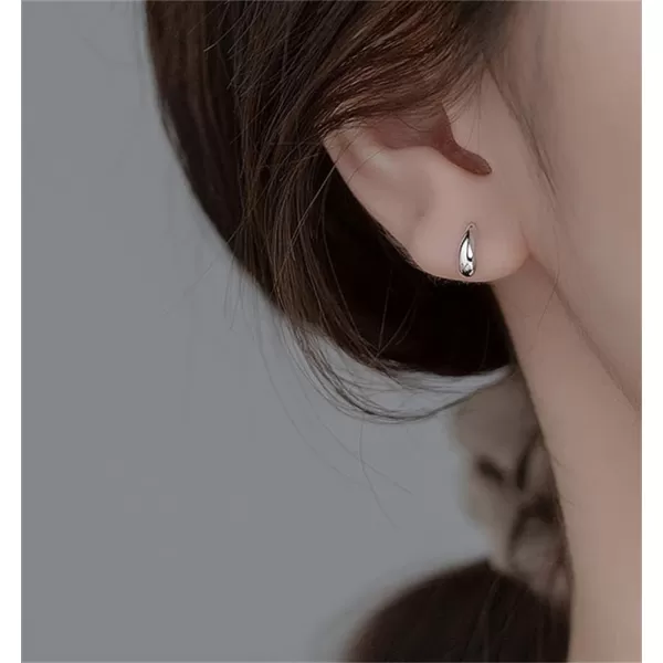 Sterling Silver Mini Curved Bar Earrings for Women Girls 14K Gold Plated Minimalist Tiny Short Bars Teardrop Stud Cartilage Tragus Post Hypoallergenic Dainty Jewelry GiftsSilver 8mm