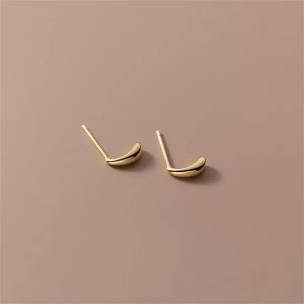 Sterling Silver Mini Curved Bar Earrings for Women Girls 14K Gold Plated Minimalist Tiny Short Bars Teardrop Stud Cartilage Tragus Post Hypoallergenic Dainty Jewelry GiftsGold 8mm