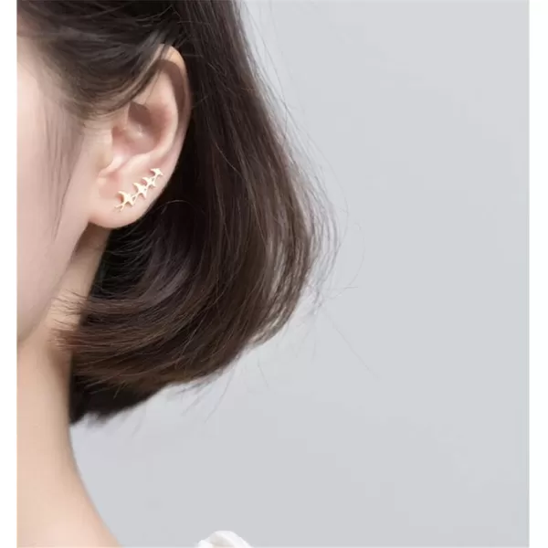 Swallow Bird Sterling Silver Earrings for Women Girls Cute Hummingbird Cuff Wrap Crawler Climber Stud Earrings Asymmetrical Brushed Animal Post Pin Delicate Piercing Ear Jewelry Gold PlatedSwallow Bird Sterling Silver Earrings for Women Girls Cute Hummingbird Cuff Wrap Crawler Climber Stud Earrings Asymmetrical Brushed Animal Post Pin Delicate Piercing Ear Jewelry Gold Plated