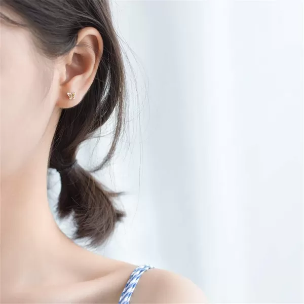 Tiny Butterfly Two Toned Stud Earrings for Women Girls S925 Sterling Silver Small Cute Animal Tragus Post Pin Hypoallergenic Elegant Huggie Jewelry Christmas Thanksgiving Gifts for DaughterTiny Butterfly Two Toned Stud Earrings for Women Girls S925 Sterling Silver Small Cute Animal Tragus Post Pin Hypoallergenic Elegant Huggie Jewelry Christmas Thanksgiving Gifts for Daughter