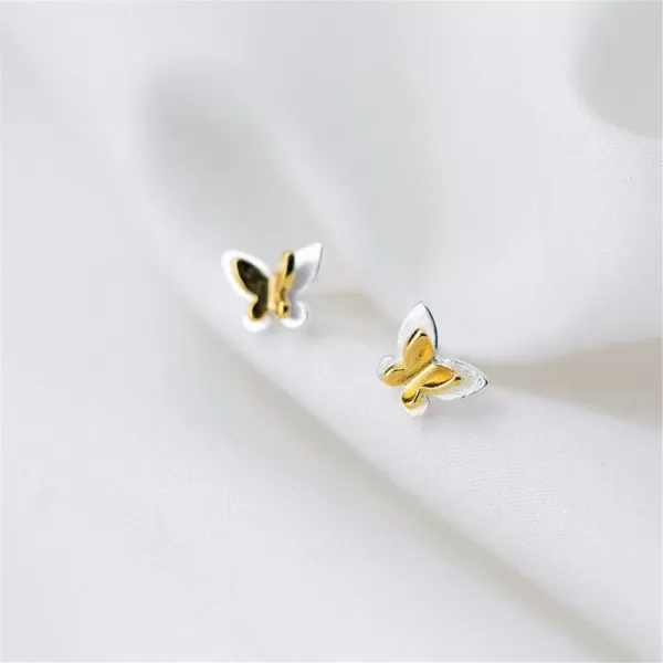 Tiny Butterfly Two Toned Stud Earrings for Women Girls S925 Sterling Silver Small Cute Animal Tragus Post Pin Hypoallergenic Elegant Huggie Jewelry Christmas Thanksgiving Gifts for DaughterTiny Butterfly Two Toned Stud Earrings for Women Girls S925 Sterling Silver Small Cute Animal Tragus Post Pin Hypoallergenic Elegant Huggie Jewelry Christmas Thanksgiving Gifts for Daughter