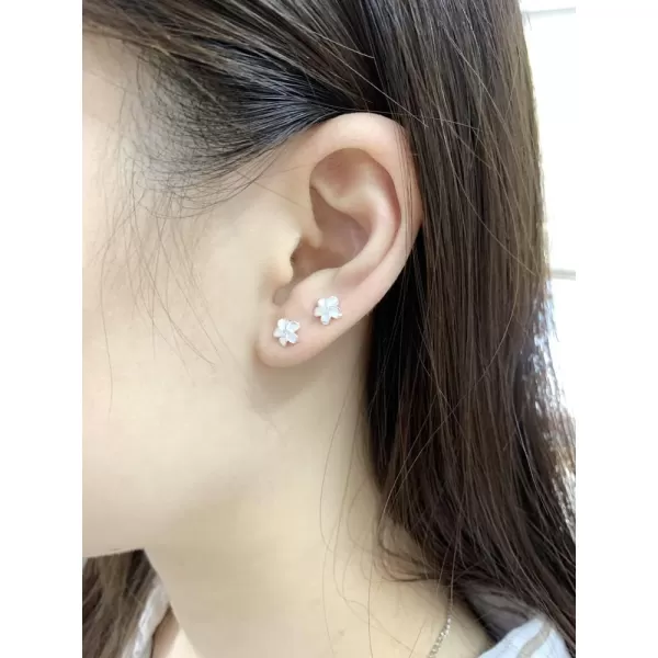 Tiny Flower Stud Earrings Sterling Silver Cubic Zirconia for Women Girls Hypoallergenic 20g Piercing Ear Cartilage Studs Tragus Post Pin Birthday Mothers Day Wedding Jewelry Dainty Gifts6mm