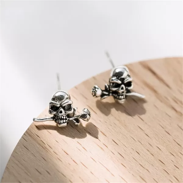 Vintage Skull Flower Earrings for Women Girls S925 Sterling Silver Oxidized Gothic Skeleton Devils Rose Stud Cartilage Tragus Post Hypoallergenic for Sensitive Ear Fashion Retro Unisex Jewelry Gifts Halloween PartyVintage Skull Flower Earrings for Women Girls S925 Sterling Silver Oxidized Gothic Skeleton Devils Rose Stud Cartilage Tragus Post Hypoallergenic for Sensitive Ear Fashion Retro Unisex Jewelry Gifts Halloween Party
