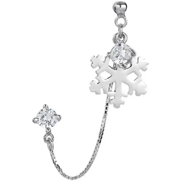 1 PC of CZ Snowflake Double Piercing Tassel Chain Drop Dangle Ball Bead Stud Earring for Women Girls S925 Sterling Silver Crystal 2 Hole Helix Cartilage Post Pin Jewerly Cute Dainty Christmas Gifts1 PC of CZ Snowflake Double Piercing Tassel Chain Drop Dangle Ball Bead Stud Earring for Women Girls S925 Sterling Silver Crystal 2 Hole Helix Cartilage Post Pin Jewerly Cute Dainty Christmas Gifts