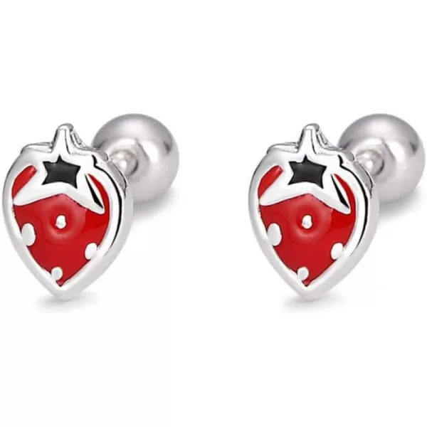 20g Tiny Strawberry Stud Earrings 925 Sterling Silver Hypoallergenic Small Ball Cartilage Earring for Women Girls Enamel Flat Fruit Screw Back Tragus Post Dainty Cute Birthday Holiday Jewelry Gifts20g Tiny Strawberry Stud Earrings 925 Sterling Silver Hypoallergenic Small Ball Cartilage Earring for Women Girls Enamel Flat Fruit Screw Back Tragus Post Dainty Cute Birthday Holiday Jewelry Gifts
