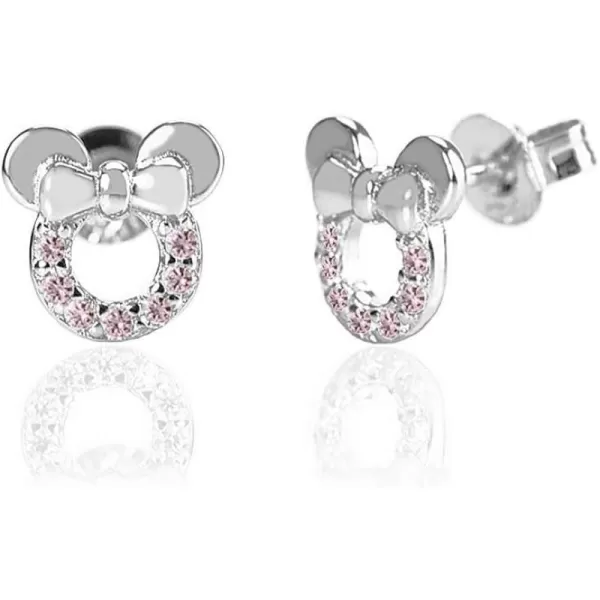 925 Sterling Silver CZ Mouse Stud Earrings for Girls Women Cubic Zirconia Tiny Cute Mice Stud Post Pin Earring Hypoallergenic for Sensitive Ear Dainty Jewelry Giftslight pink