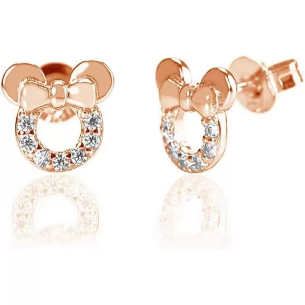 925 Sterling Silver CZ Mouse Stud Earrings for Girls Women Cubic Zirconia Tiny Cute Mice Stud Post Pin Earring Hypoallergenic for Sensitive Ear Dainty Jewelry Giftsrose gold clear