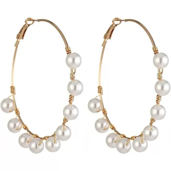 Big Pearl Large Loop Hoop Earrings for Women Girls Gold Plated Faux Pearls Drop Dangle Huggie Hoops Earring Elegant JewelryBig Pearl Large Loop Hoop Earrings for Women Girls Gold Plated Faux Pearls Drop Dangle Huggie Hoops Earring Elegant Jewelry