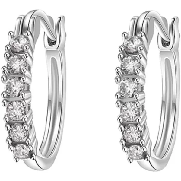 CZ Huggie Hoops Earrings for Women Girls Hypoallergenic Silver Cubic Zirconia Small Hoop Lever Back ClickTop Minimalist Jewelry Gifts for FriendsClear CZ