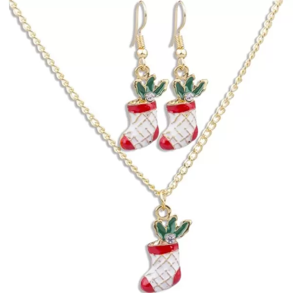 Christmas Stocking Dangle Earrings Pendant Necklace for Women Girls Dainty Cute Mini Crystal Enamel Jewelry Set for Holiday FestivalChristmas Stocking Dangle Earrings Pendant Necklace for Women Girls Dainty Cute Mini Crystal Enamel Jewelry Set for Holiday Festival