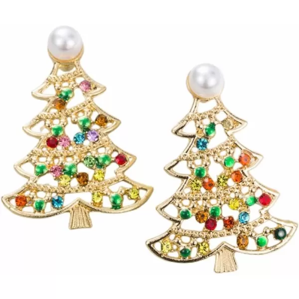 Colored CZ Xmas Tree Dangle Stud Earrings for Women Girls Gold Plated Cubic Zirconia Shell Pearl Piercing Drop Earring Dainty Cute Christmas Festival Jewelry GiftsColored CZ Xmas Tree Dangle Stud Earrings for Women Girls Gold Plated Cubic Zirconia Shell Pearl Piercing Drop Earring Dainty Cute Christmas Festival Jewelry Gifts