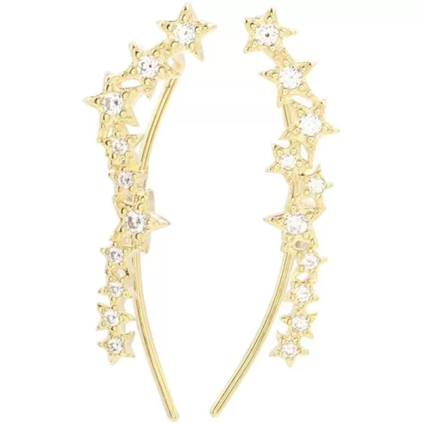 Constellation CZ Star Cuff Wrap Earrings for Women Girls 925 Sterling Silver Big Dippe Cubic Zirconic Cluster Sweep Up Crawler Climber Pin Hypoallergenic Stud Ear Hook Clip Dainty Earringsgold plated