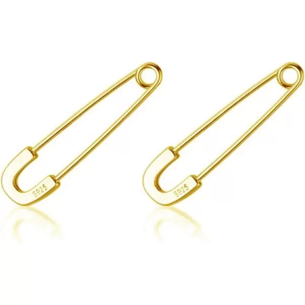 Cute Sterling Silver Safety Pin Small Hoop Earrings for Women Teen Girls Men Minimalist Geometric Cartilage Huggie Sleeper Hoops Hypoallergenic 14K Gold Plated Personalized JewelryGold 22mm