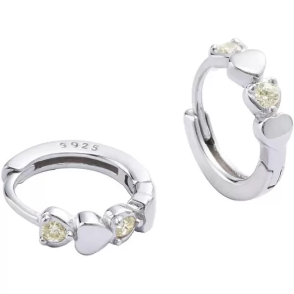 Double Love Heart Cubic Zirconia Sleeper Small Hoop Earrings for Women Teen Girls Sterling Silver Cartilage Tiny Cute Huggie Hoops Hypoallergenic for Sensitive Ear Light Yellow CZDouble Love Heart Cubic Zirconia Sleeper Small Hoop Earrings for Women Teen Girls Sterling Silver Cartilage Tiny Cute Huggie Hoops Hypoallergenic for Sensitive Ear Light Yellow CZ