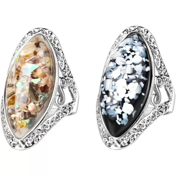 Dtja 2 Pcs Boho Teardrop Confetti Statement Rings Set for Women Girls Couples Silver Plated Big Filigree Shell Pearl Band Ring Comfort Fit Vintage Bohemian Ethnic Bollywood Jewelry Size 8Dtja 2 Pcs Boho Teardrop Confetti Statement Rings Set for Women Girls Couples Silver Plated Big Filigree Shell Pearl Band Ring Comfort Fit Vintage Bohemian Ethnic Bollywood Jewelry Size 8