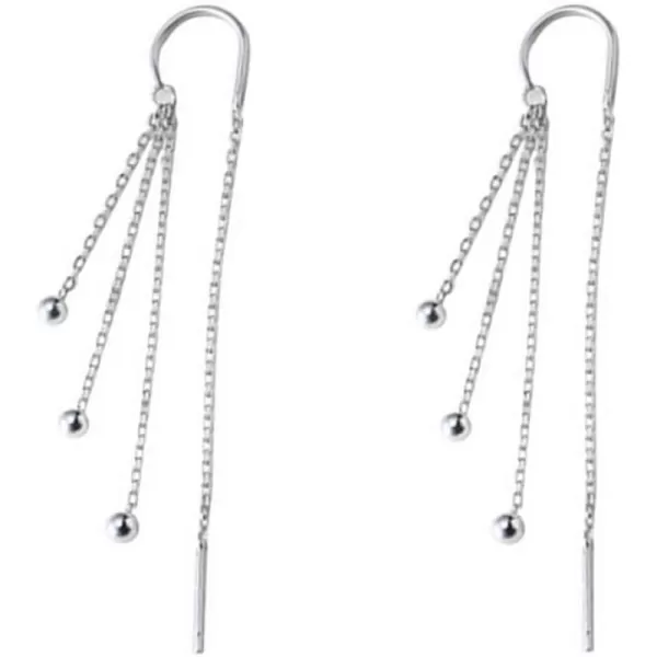 Exquisite Long Threader Dangle Earrings for Women Girls 18K White Gold Plated Polished Ball Bead Bar Tassel Chain Drop Dangling Curved Stud Earrings Hypoallergenic Pierced Ear Fashion Delicate JewelryExquisite Long Threader Dangle Earrings for Women Girls 18K White Gold Plated Polished Ball Bead Bar Tassel Chain Drop Dangling Curved Stud Earrings Hypoallergenic Pierced Ear Fashion Delicate Jewelry