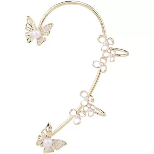 Flower Butterfly Cuff Earring for Women Girls Gold Plated Hypoallergenic Non Piercing Ear Clip Jewelry Gift Wedding Birthday 1 PCFlower Butterfly Cuff Earring for Women Girls Gold Plated Hypoallergenic Non Piercing Ear Clip Jewelry Gift Wedding Birthday 1 PC