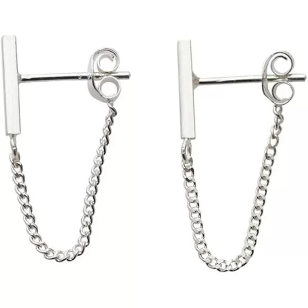 Minimalist Bar Short Dangle Earrings with Chain Drop 925 Sterling Silver Personalized Studs for Women Men Girls Hypoallergenic Fashion JewelryMinimalist Bar Short Dangle Earrings with Chain Drop 925 Sterling Silver Personalized Studs for Women Men Girls Hypoallergenic Fashion Jewelry