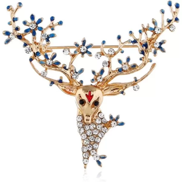 Sika Deer Brooch for Women Girls Men Vintage Rhinestone Crystal Enamel Alloy Plated Flower Cute Animal Antler Reindeer Crosage Suit Dress Accessories Christmas Holiday Winter Decor Jewelry BlueSika Deer Brooch for Women Girls Men Vintage Rhinestone Crystal Enamel Alloy Plated Flower Cute Animal Antler Reindeer Crosage Suit Dress Accessories Christmas Holiday Winter Decor Jewelry Blue
