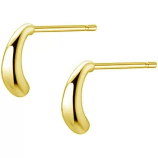 Sterling Silver Mini Curved Bar Earrings for Women Girls 14K Gold Plated Minimalist Tiny Short Bars Teardrop Stud Cartilage Tragus Post Hypoallergenic Dainty Jewelry GiftsGold 8mm