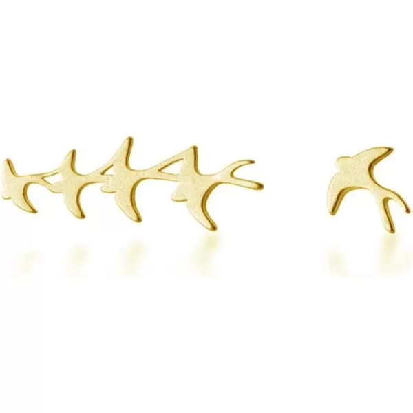 Swallow Bird Sterling Silver Earrings for Women Girls Cute Hummingbird Cuff Wrap Crawler Climber Stud Earrings Asymmetrical Brushed Animal Post Pin Delicate Piercing Ear Jewelry Gold PlatedSwallow Bird Sterling Silver Earrings for Women Girls Cute Hummingbird Cuff Wrap Crawler Climber Stud Earrings Asymmetrical Brushed Animal Post Pin Delicate Piercing Ear Jewelry Gold Plated