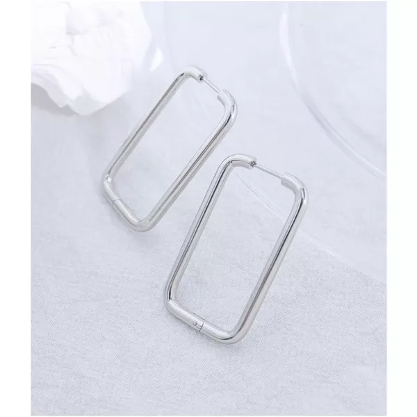 18K White Gold Plated Silver Big Rectangle Hoop Earrings for Women Girls Stainless Steel Hypoallergenic for Sensitive Ears Large Geometric Huggie Hoops Dangle Drop Fashion Minimalist Jewelry 40mm18K White Gold Plated Silver Big Rectangle Hoop Earrings for Women Girls Stainless Steel Hypoallergenic for Sensitive Ears Large Geometric Huggie Hoops Dangle Drop Fashion Minimalist Jewelry 40mm