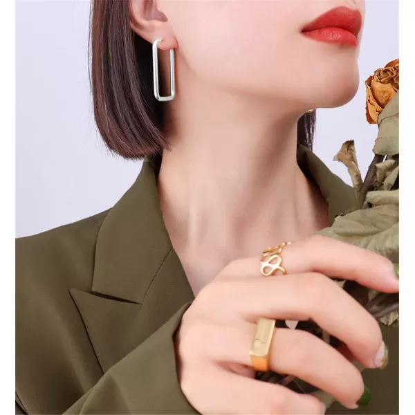 18K White Gold Plated Silver Big Rectangle Hoop Earrings for Women Girls Stainless Steel Hypoallergenic for Sensitive Ears Large Geometric Huggie Hoops Dangle Drop Fashion Minimalist Jewelry 40mm18K White Gold Plated Silver Big Rectangle Hoop Earrings for Women Girls Stainless Steel Hypoallergenic for Sensitive Ears Large Geometric Huggie Hoops Dangle Drop Fashion Minimalist Jewelry 40mm