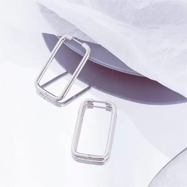 18K White Gold Plated Silver Big Rectangle Hoop Earrings for Women Girls Stainless Steel Hypoallergenic for Sensitive Ears Large Geometric Huggie Hoops Dangle Drop Fashion Minimalist Jewelry 40mm18K White Gold Plated Silver Big Rectangle Hoop Earrings for Women Girls Stainless Steel Hypoallergenic for Sensitive Ears Large Geometric Huggie Hoops Dangle Drop Fashion Minimalist Jewelry 40mm