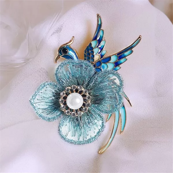 Blue Enamel Phoenix Bird Brooch for Women Girls Gold Plated Fashion Shell Pearl Flower Resurrection Reborn Statement Brooches Pin Elegant Exquisite Wedding Birthday Anniversary Jewelry GiftBlue Enamel Phoenix Bird Brooch for Women Girls Gold Plated Fashion Shell Pearl Flower Resurrection Reborn Statement Brooches Pin Elegant Exquisite Wedding Birthday Anniversary Jewelry Gift