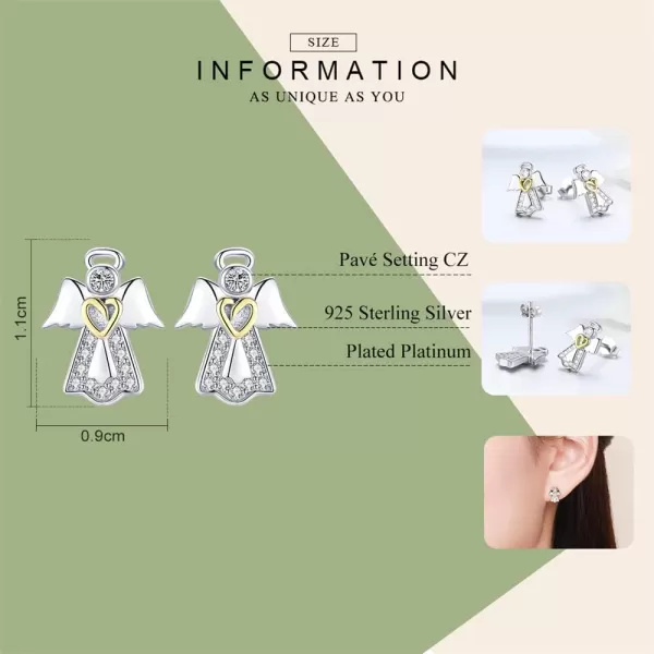 CZ Angel Stud Earrings for Women Girls 925 Sterling Silver Cubic Zirconia Small Cute Crystal Gold Heart Studs Tragus Post Hypoallergenic Lovely Jewelry Gift for Daughter NieceCZ Angel Stud Earrings for Women Girls 925 Sterling Silver Cubic Zirconia Small Cute Crystal Gold Heart Studs Tragus Post Hypoallergenic Lovely Jewelry Gift for Daughter Niece