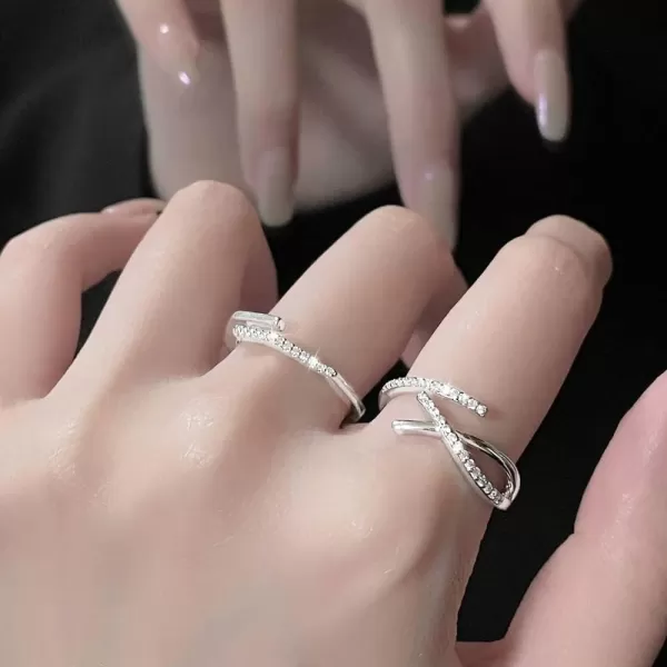 CZ Crossover Engagement Ring for Women Girls Cubic Zirconia Layered Geometrical Statement Adjustable Expandable Open Wrap Finger Rings Comfort Fit Fashion Simple Wedding Birthday Party Jewelry GiftCZ Crossover Engagement Ring for Women Girls Cubic Zirconia Layered Geometrical Statement Adjustable Expandable Open Wrap Finger Rings Comfort Fit Fashion Simple Wedding Birthday Party Jewelry Gift