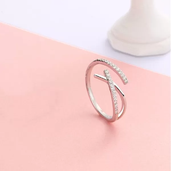 CZ Crossover Engagement Ring for Women Girls Cubic Zirconia Layered Geometrical Statement Adjustable Expandable Open Wrap Finger Rings Comfort Fit Fashion Simple Wedding Birthday Party Jewelry GiftCZ Crossover Engagement Ring for Women Girls Cubic Zirconia Layered Geometrical Statement Adjustable Expandable Open Wrap Finger Rings Comfort Fit Fashion Simple Wedding Birthday Party Jewelry Gift