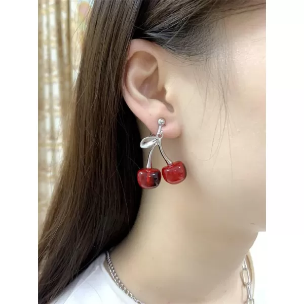 Cherry Fruit Statement Drop Dangle Clip On Earrings for Women Girls Stainless Steel Hypoallergenic No Piercing Ear Cuff Wrap Creative Red Acrylic Lightweight Charms Dangling Jewelry GiftsCherry Fruit Statement Drop Dangle Clip On Earrings for Women Girls Stainless Steel Hypoallergenic No Piercing Ear Cuff Wrap Creative Red Acrylic Lightweight Charms Dangling Jewelry Gifts