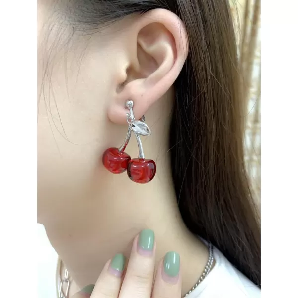 Cherry Fruit Statement Drop Dangle Clip On Earrings for Women Girls Stainless Steel Hypoallergenic No Piercing Ear Cuff Wrap Creative Red Acrylic Lightweight Charms Dangling Jewelry GiftsCherry Fruit Statement Drop Dangle Clip On Earrings for Women Girls Stainless Steel Hypoallergenic No Piercing Ear Cuff Wrap Creative Red Acrylic Lightweight Charms Dangling Jewelry Gifts