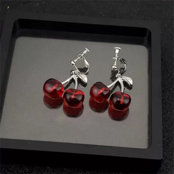 Cherry Fruit Statement Drop Dangle Clip On Earrings for Women Girls Stainless Steel Hypoallergenic No Piercing Ear Cuff Wrap Creative Red Acrylic Lightweight Charms Dangling Jewelry GiftsCherry Fruit Statement Drop Dangle Clip On Earrings for Women Girls Stainless Steel Hypoallergenic No Piercing Ear Cuff Wrap Creative Red Acrylic Lightweight Charms Dangling Jewelry Gifts