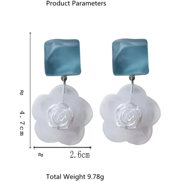 Cute Acrylic Flower Dangle Stud Earrings for Women Girls 925 Sterling Silver Post Pin Resin Summer Statement Drop Earring Trendy Birthday Prom Party Y2K Jewelry BlueCute Acrylic Flower Dangle Stud Earrings for Women Girls 925 Sterling Silver Post Pin Resin Summer Statement Drop Earring Trendy Birthday Prom Party Y2K Jewelry Blue