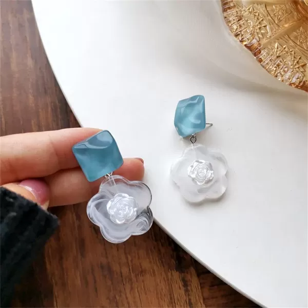 Cute Acrylic Flower Dangle Stud Earrings for Women Girls 925 Sterling Silver Post Pin Resin Summer Statement Drop Earring Trendy Birthday Prom Party Y2K Jewelry BlueCute Acrylic Flower Dangle Stud Earrings for Women Girls 925 Sterling Silver Post Pin Resin Summer Statement Drop Earring Trendy Birthday Prom Party Y2K Jewelry Blue