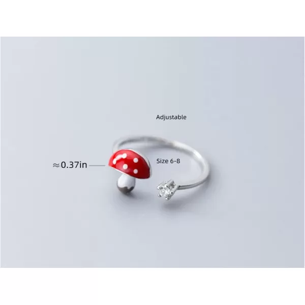 Cute Mushroom 925 Sterling Silver Open Band Ring for Women Girls CZ Expandable Creative Enamel Food Statement Finger Rings Adjustable Comfortable Dainty Birthday Easter Christmas Jewelry GiftCute Mushroom 925 Sterling Silver Open Band Ring for Women Girls CZ Expandable Creative Enamel Food Statement Finger Rings Adjustable Comfortable Dainty Birthday Easter Christmas Jewelry Gift
