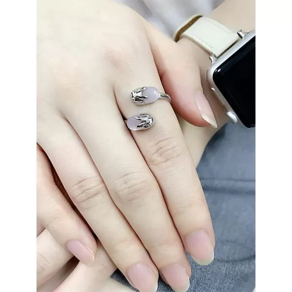 Cute Pink Rabbit Animal Statement Ring for Women Girls Silver Plated Rose Quartz Birthstone Adjustable Expandable Open Wrap Finger Rings Comfort Fit Birthday Anniversary Christmas Jewelry Dainty GiftCute Pink Rabbit Animal Statement Ring for Women Girls Silver Plated Rose Quartz Birthstone Adjustable Expandable Open Wrap Finger Rings Comfort Fit Birthday Anniversary Christmas Jewelry Dainty Gift
