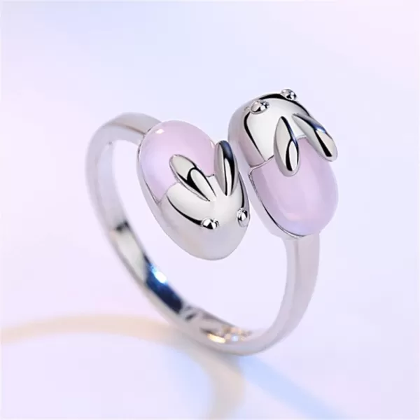 Cute Pink Rabbit Animal Statement Ring for Women Girls Silver Plated Rose Quartz Birthstone Adjustable Expandable Open Wrap Finger Rings Comfort Fit Birthday Anniversary Christmas Jewelry Dainty GiftCute Pink Rabbit Animal Statement Ring for Women Girls Silver Plated Rose Quartz Birthstone Adjustable Expandable Open Wrap Finger Rings Comfort Fit Birthday Anniversary Christmas Jewelry Dainty Gift