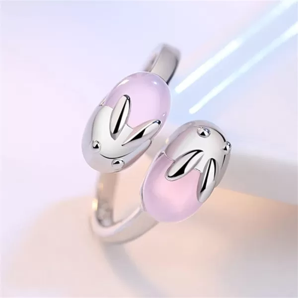Cute Pink Rabbit Animal Statement Ring for Women Girls Silver Plated Rose Quartz Birthstone Adjustable Expandable Open Wrap Finger Rings Comfort Fit Birthday Anniversary Christmas Jewelry Dainty GiftCute Pink Rabbit Animal Statement Ring for Women Girls Silver Plated Rose Quartz Birthstone Adjustable Expandable Open Wrap Finger Rings Comfort Fit Birthday Anniversary Christmas Jewelry Dainty Gift