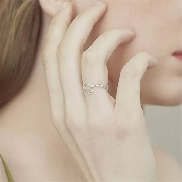 Dtja Bamboo S925 Sterling Silver Ring for Women Girls Vintage Leaf Tree Branch Expandable Open Finger Statement Stacking Rings Adjustable Fashion Christmas Thanksgiving Anniversary JewelryDtja Bamboo S925 Sterling Silver Ring for Women Girls Vintage Leaf Tree Branch Expandable Open Finger Statement Stacking Rings Adjustable Fashion Christmas Thanksgiving Anniversary Jewelry