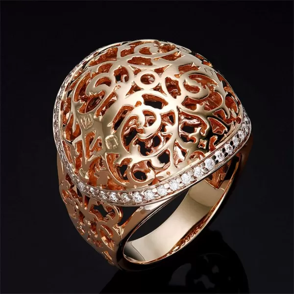Dtja CZ Filigree Flower Promise Engagement Ring for Women Girls Rose Gold Plated Statement Chunky Wide Band Ring Comfort Fit Boho Retro Finger Hand Wedding Birthday Jewelry GiftDtja CZ Filigree Flower Promise Engagement Ring for Women Girls Rose Gold Plated Statement Chunky Wide Band Ring Comfort Fit Boho Retro Finger Hand Wedding Birthday Jewelry Gift