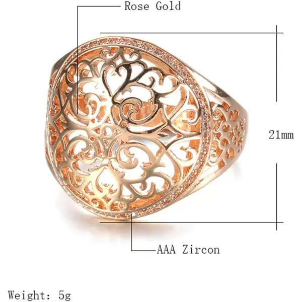 Dtja CZ Filigree Flower Promise Engagement Ring for Women Girls Rose Gold Plated Statement Chunky Wide Band Ring Comfort Fit Boho Retro Finger Hand Wedding Birthday Jewelry GiftDtja CZ Filigree Flower Promise Engagement Ring for Women Girls Rose Gold Plated Statement Chunky Wide Band Ring Comfort Fit Boho Retro Finger Hand Wedding Birthday Jewelry Gift