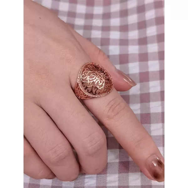 Dtja CZ Filigree Flower Promise Engagement Ring for Women Girls Rose Gold Plated Statement Chunky Wide Band Ring Comfort Fit Boho Retro Finger Hand Wedding Birthday Jewelry GiftDtja CZ Filigree Flower Promise Engagement Ring for Women Girls Rose Gold Plated Statement Chunky Wide Band Ring Comfort Fit Boho Retro Finger Hand Wedding Birthday Jewelry Gift